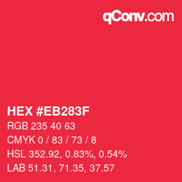 Color code: HEX #EB283F | qconv.com