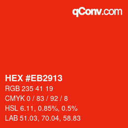 Color code: HEX #EB2913 | qconv.com