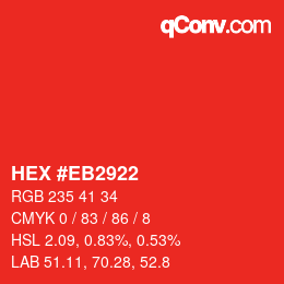 Color code: HEX #EB2922 | qconv.com