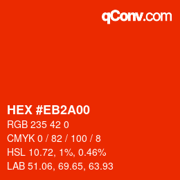 カラーコード: HEX #EB2A00 | qconv.com