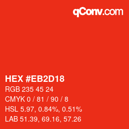 Farbcode: HEX #EB2D18 | qconv.com
