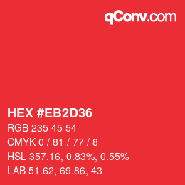 Color code: HEX #EB2D36 | qconv.com