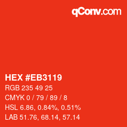 Color code: HEX #EB3119 | qconv.com