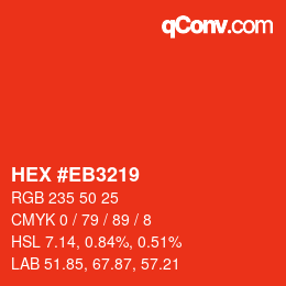 Color code: HEX #EB3219 | qconv.com