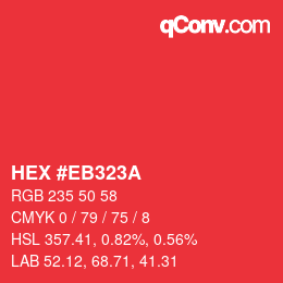 Color code: HEX #EB323A | qconv.com