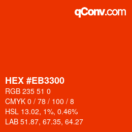 Farbcode: HEX #EB3300 | qconv.com