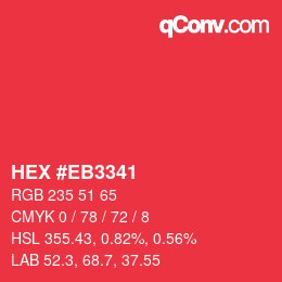 Color code: HEX #EB3341 | qconv.com