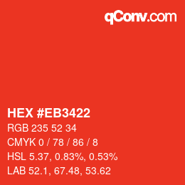 Color code: HEX #EB3422 | qconv.com