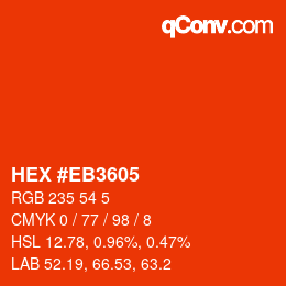 Color code: HEX #EB3605 | qconv.com