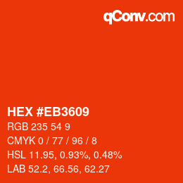Farbcode: HEX #EB3609 | qconv.com