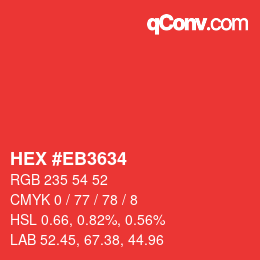 Color code: HEX #EB3634 | qconv.com