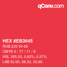 Color code: HEX #EB3645 | qconv.com