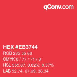 Color code: HEX #EB3744 | qconv.com