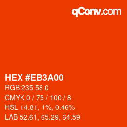 Color code: HEX #EB3A00 | qconv.com