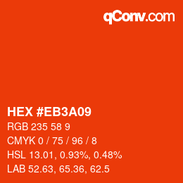 Color code: HEX #EB3A09 | qconv.com