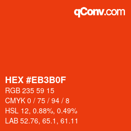 Color code: HEX #EB3B0F | qconv.com