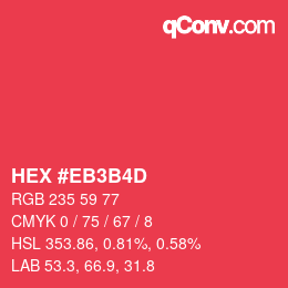 Color code: HEX #EB3B4D | qconv.com