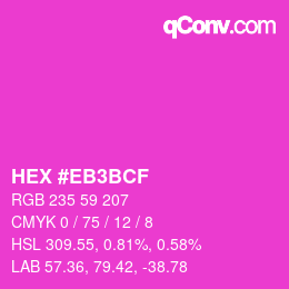 Color code: HEX #EB3BCF | qconv.com