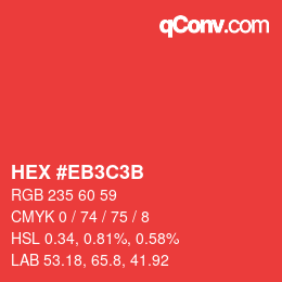 Color code: HEX #EB3C3B | qconv.com