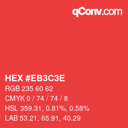 Código de color: HEX #EB3C3E | qconv.com