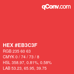 Farbcode: HEX #EB3C3F | qconv.com