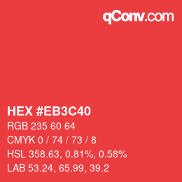 Farbcode: HEX #EB3C40 | qconv.com