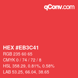 Farbcode: HEX #EB3C41 | qconv.com