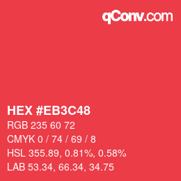 Color code: HEX #EB3C48 | qconv.com