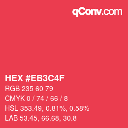 Color code: HEX #EB3C4F | qconv.com