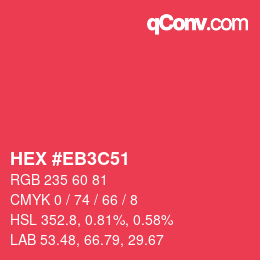 カラーコード: HEX #EB3C51 | qconv.com
