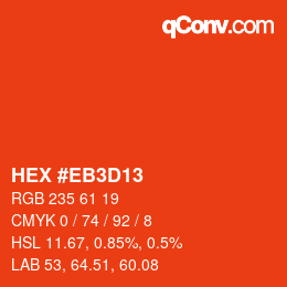 Color code: HEX #EB3D13 | qconv.com
