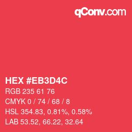 Color code: HEX #EB3D4C | qconv.com