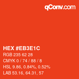 カラーコード: HEX #EB3E1C | qconv.com