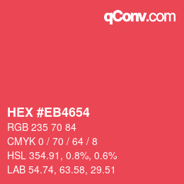 カラーコード: HEX #EB4654 | qconv.com
