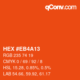 Color code: HEX #EB4A13 | qconv.com