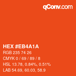 Color code: HEX #EB4A1A | qconv.com