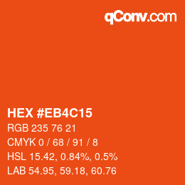 Color code: HEX #EB4C15 | qconv.com