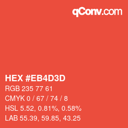 カラーコード: HEX #EB4D3D | qconv.com