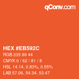 Color code: HEX #EB592C | qconv.com