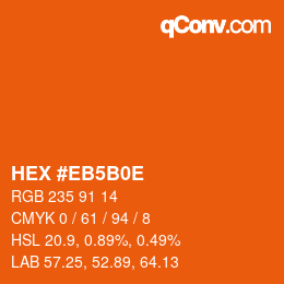 Color code: HEX #EB5B0E | qconv.com