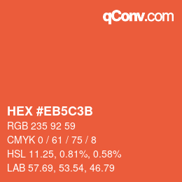 Color code: HEX #EB5C3B | qconv.com