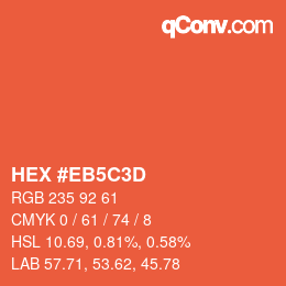 Color code: HEX #EB5C3D | qconv.com