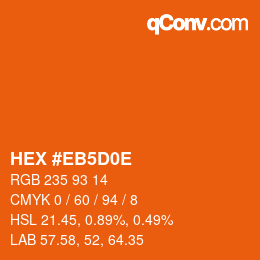 カラーコード: HEX #EB5D0E | qconv.com
