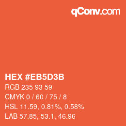 Color code: HEX #EB5D3B | qconv.com