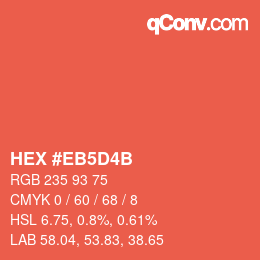 Farbcode: HEX #EB5D4B | qconv.com