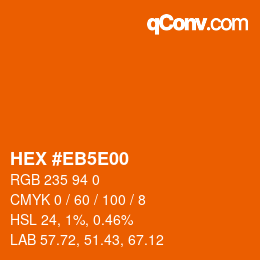 Código de color: HEX #EB5E00 | qconv.com