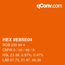 Código de color: HEX #EB5E04 | qconv.com