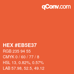 Farbcode: HEX #EB5E37 | qconv.com