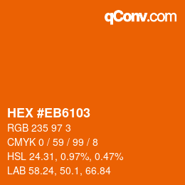 Code couleur: HEX #EB6103 | qconv.com