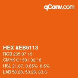 Código de color: HEX #EB6113 | qconv.com